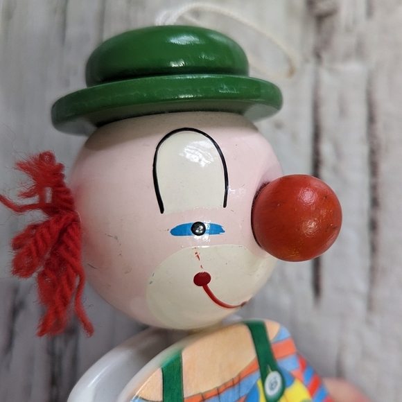 Vintage Jumping Jack Wooden Clown Toy Decoration - Made in Italy - Picture 8 of 10